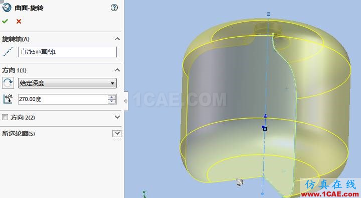 Solidworks曲面教程-旋轉(zhuǎn)曲面solidworks simulation應(yīng)用技術(shù)圖片3